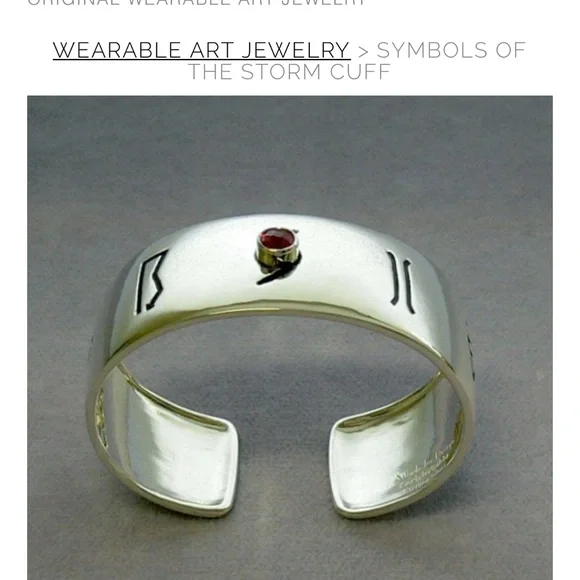 Vintage SYMBOLS OF THE STORM CUFF Sterling silver semi precious gem stones